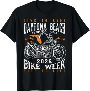 Daytona Beach Bike Week 2024 Motorcycle Distressed Design T-Shirt