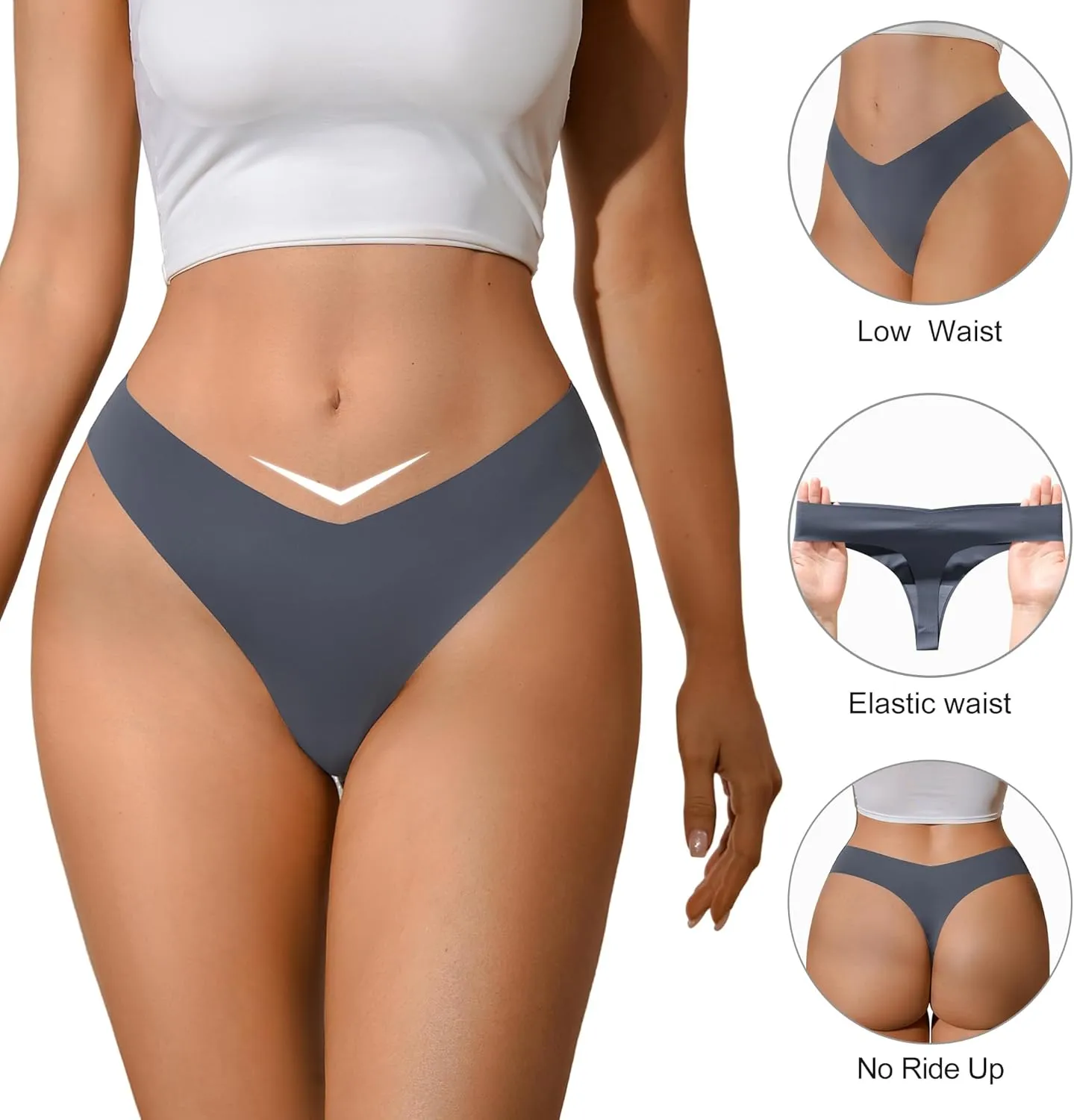 DEANGELMON Seamless Thongs for Women No Show Thong Underwear Women Comfortable Multiple Pack