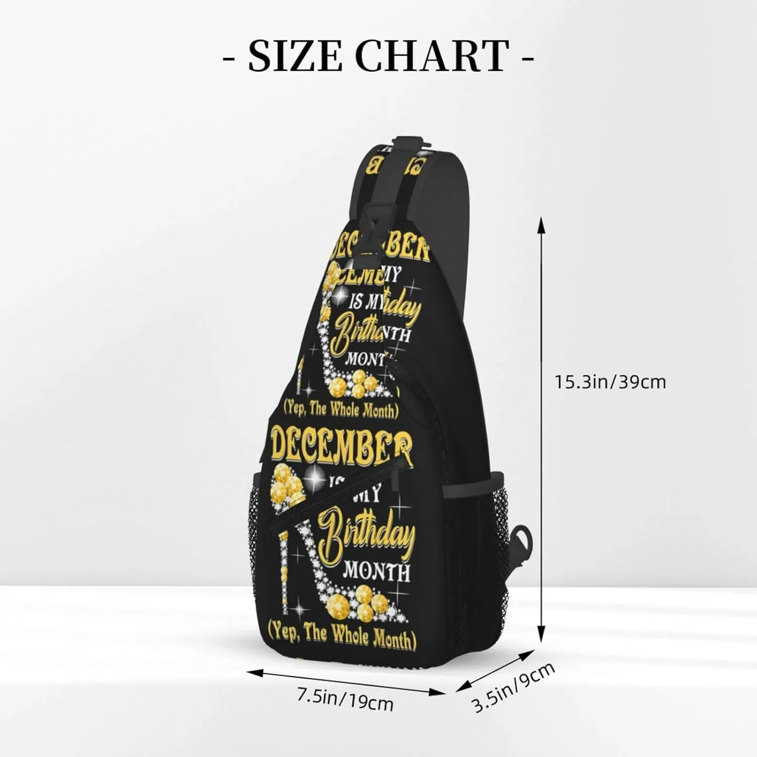 December Is My Birthday Month High Heels Crossbody Bag Cross Chest Bag Adjustable Sling Backpack Sports Gym Shoulder Bags Travel Cycling Daypack Diagonally Casual Rucksack