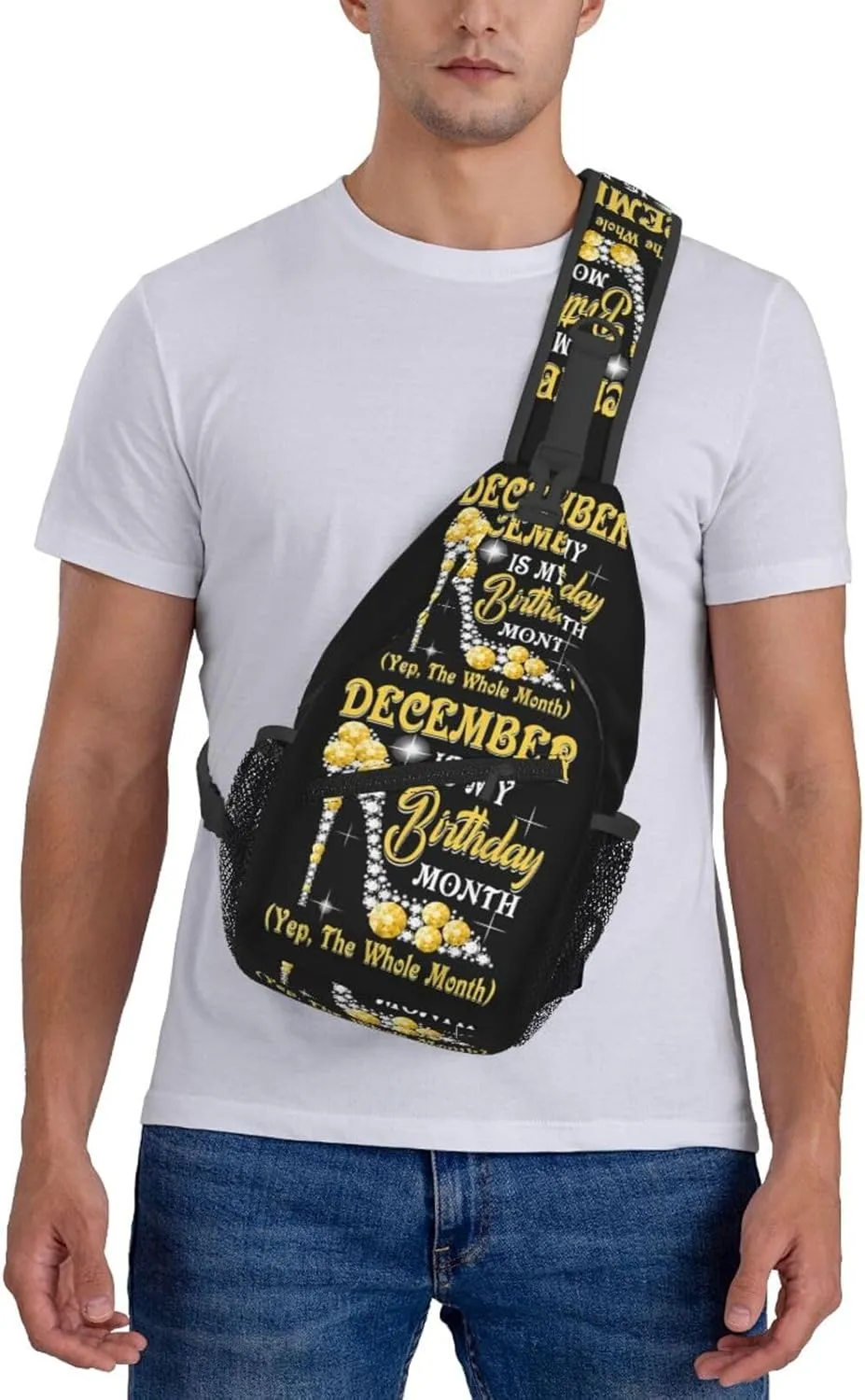 December Is My Birthday Month High Heels Crossbody Bag Cross Chest Bag Adjustable Sling Backpack Sports Gym Shoulder Bags Travel Cycling Daypack Diagonally Casual Rucksack