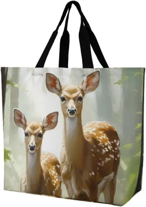 Deer Mama And Little Large Tote Bag for Women Shoulder HandBag Shopping Purse for Travel Work Gym