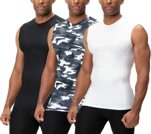 DEVOPS 3 Pack Men's Athletic Compression Shirts Sleeveless