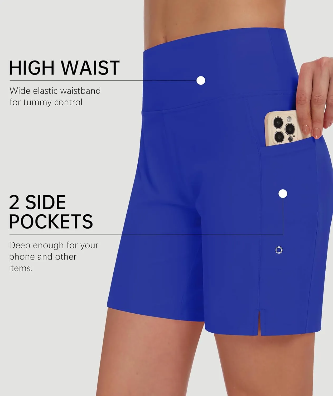 DIBAOLONG Women's Swim Shorts 7" High Waisted Quick Dry UPF 50  Beach Board Shorts for Women with Liner & Pockets