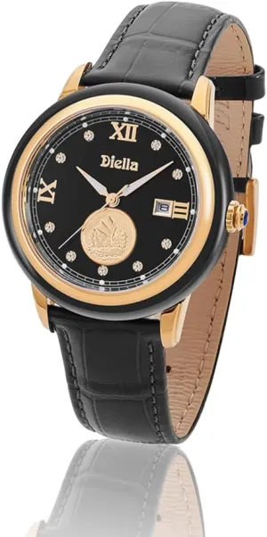 Diella Original Watches for Men with Japanese Movement, Luminous, Waterproof, Men's Ceramics Dress Watch, Genuine Leather Band, Analog Quartz Casual Men's Wrist Watch