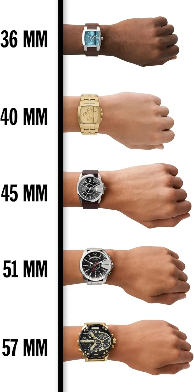 Diesel Spiked Men's Watch, Chronograph Watch with Stainless Steel Bracelet or Genuine Leather Band