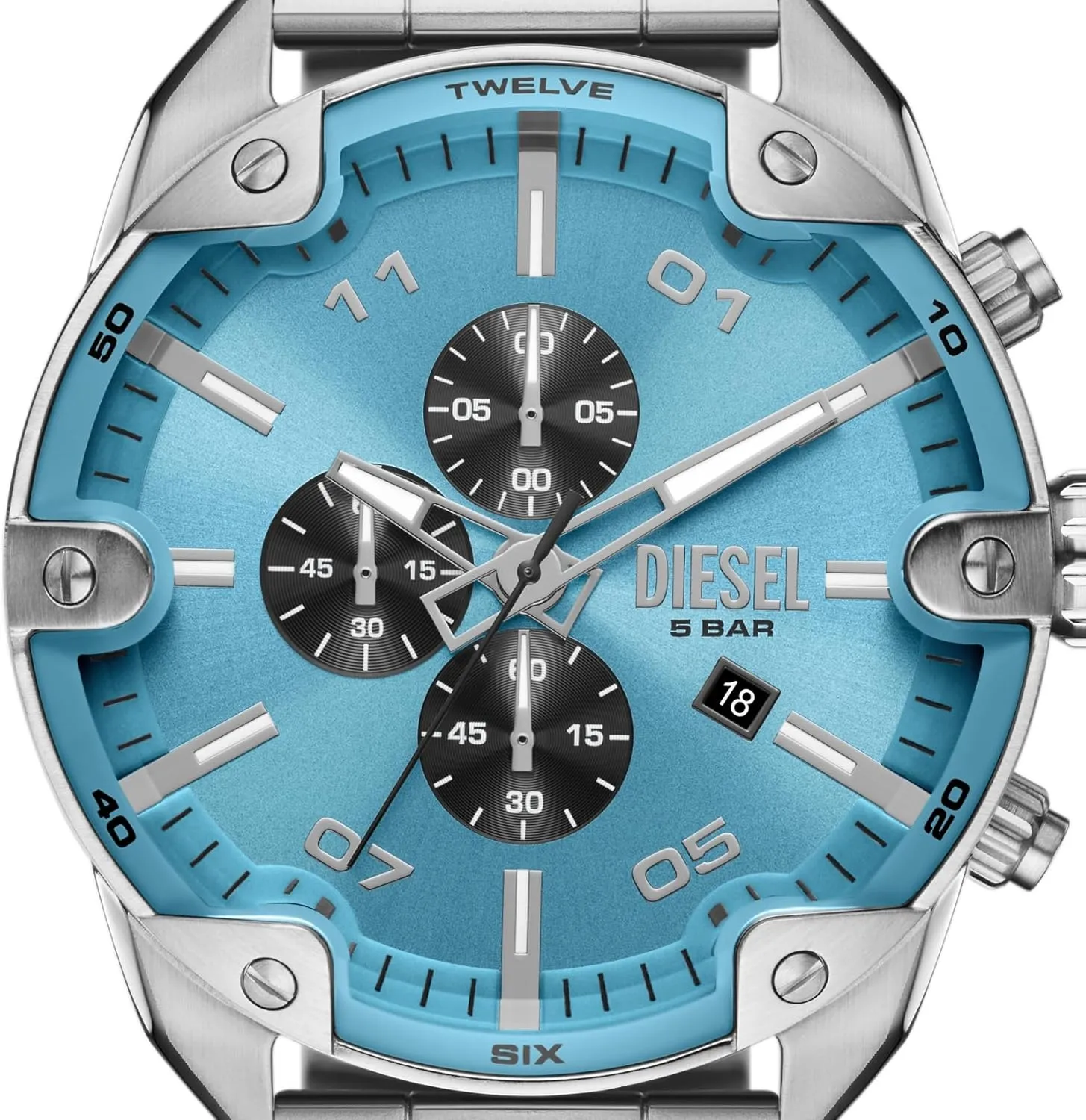 Diesel Spiked Men's Watch, Chronograph Watch with Stainless Steel Bracelet or Genuine Leather Band
