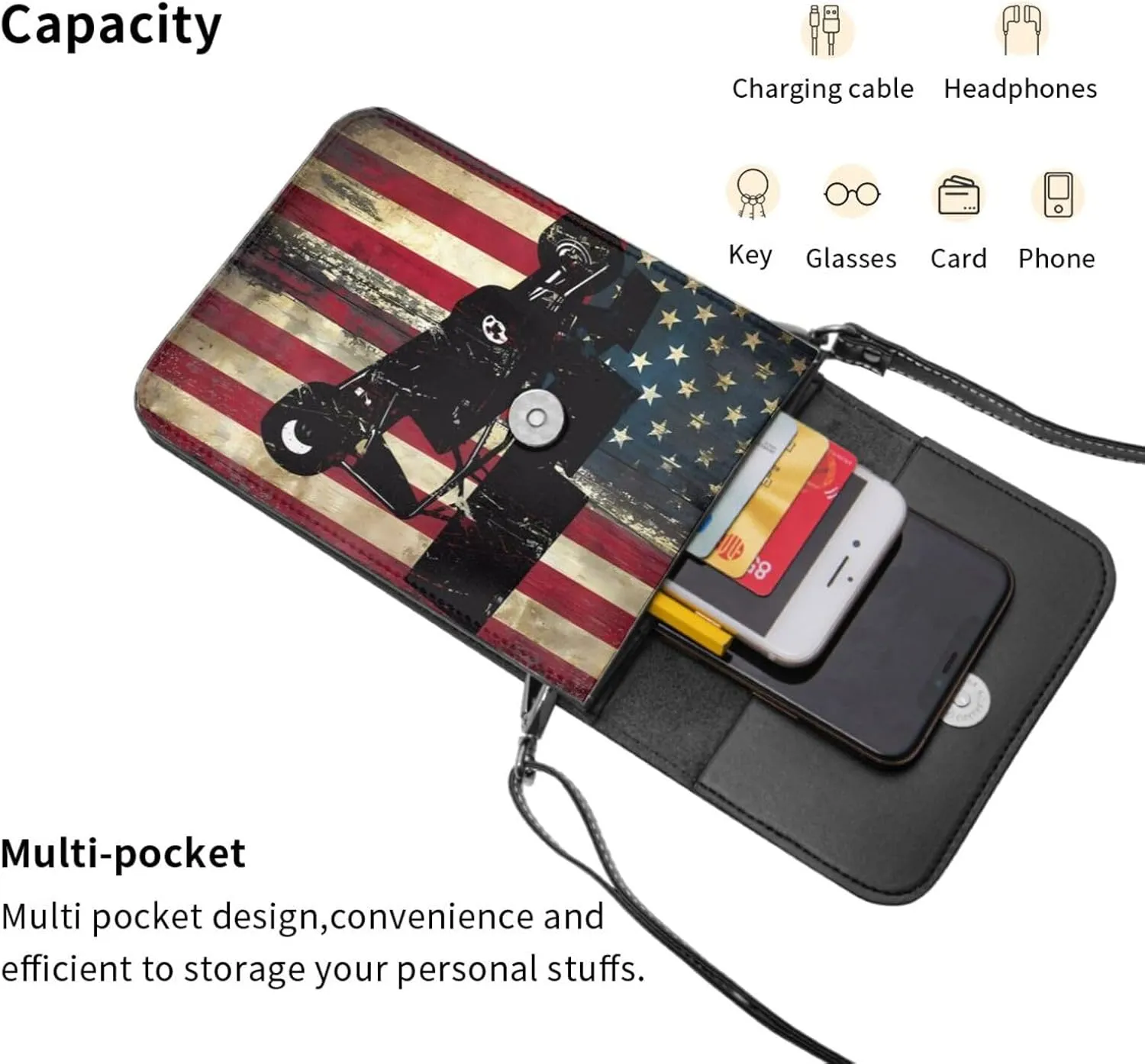 Dirt Track Racing American Flag Leather Crossbody Phone Purse for Women Cute Wallet Bags Lightweight Mini Sling Bag