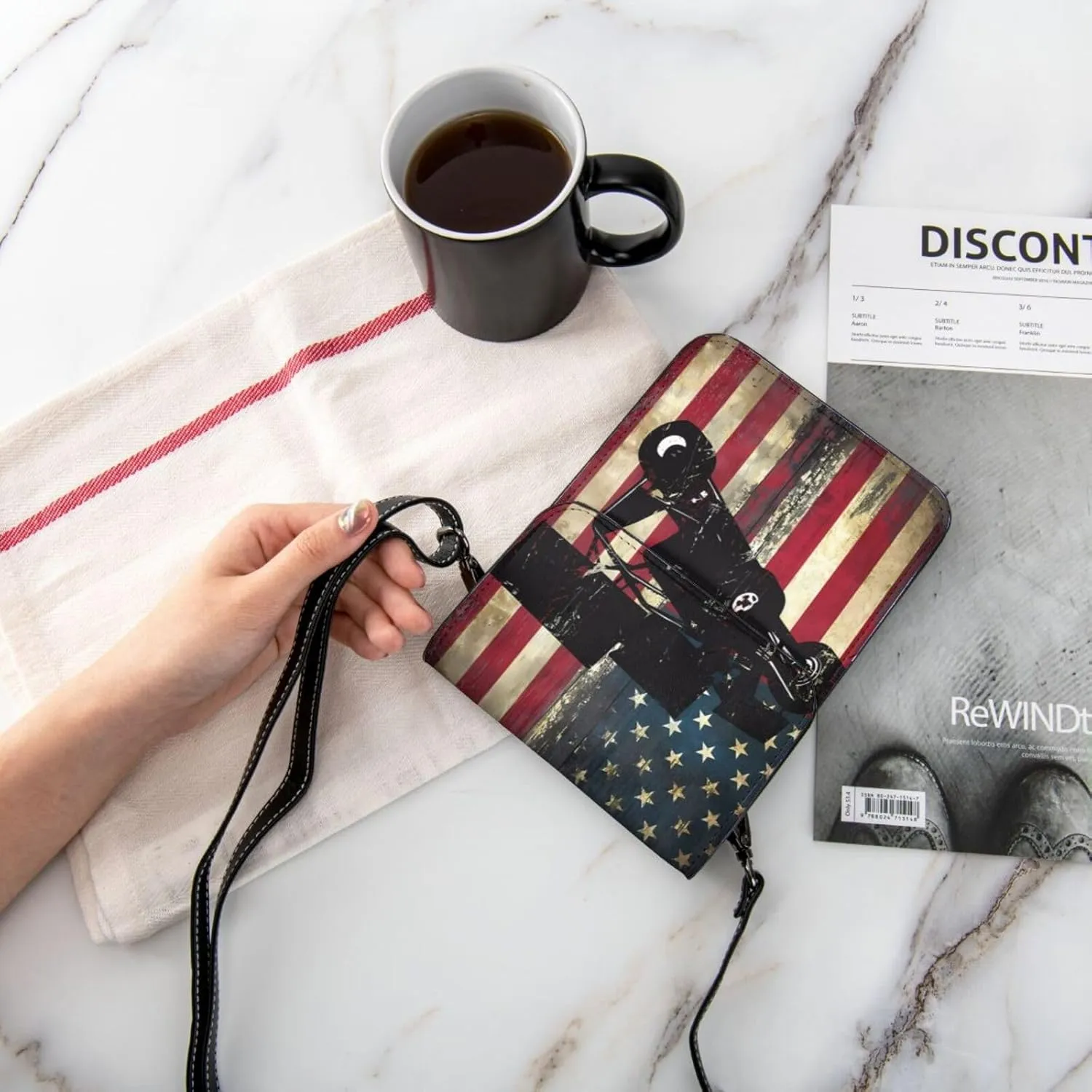 Dirt Track Racing American Flag Leather Crossbody Phone Purse for Women Cute Wallet Bags Lightweight Mini Sling Bag