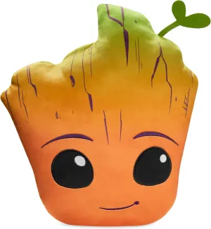 Disney 3D Plush Pillow Cushions for Bed Kids Throw Pillows Bedroom Accessories Travel Nursery Soft Feel Decorative Cushion Stitch Gifts for Kids (Orange Groot, L14.56 x W12.2)