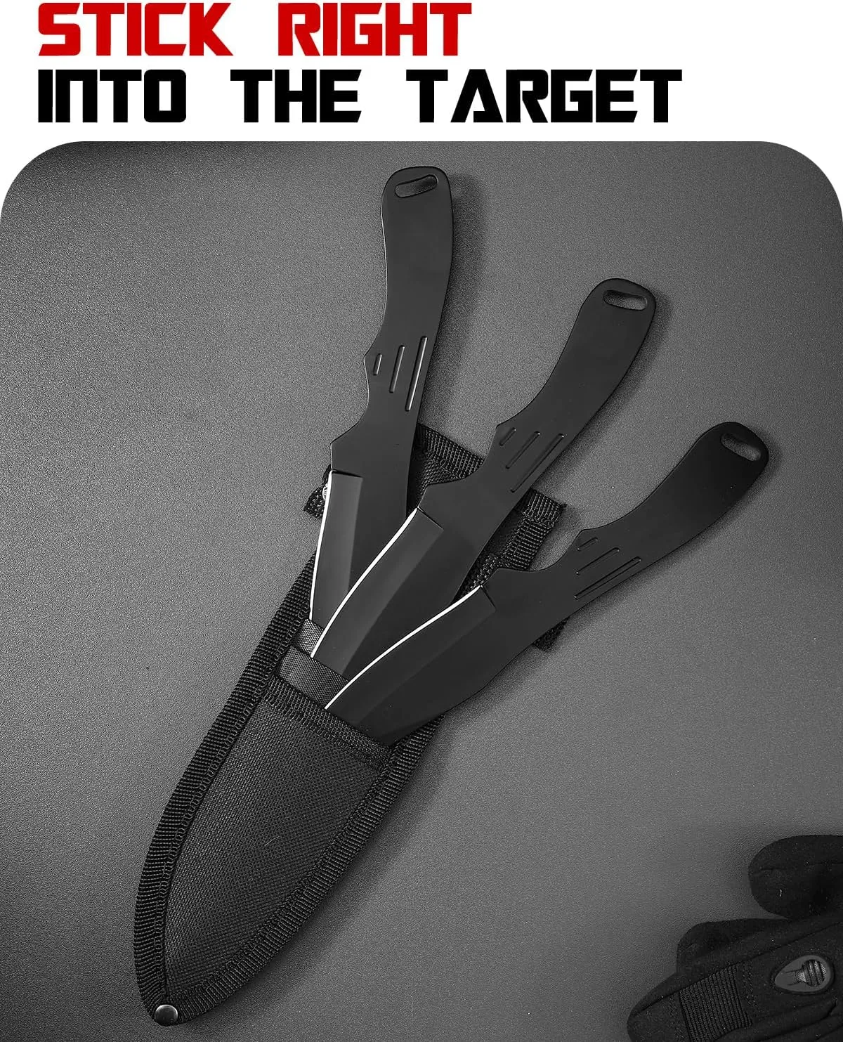 Dispatch Stainless Steel Throwing Knives Set of 3 with Nylon Sheath Well Balanced Kunai Throwing Knife for Recreation and Competition