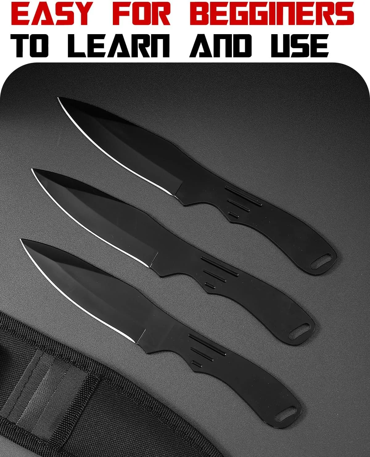 Dispatch Stainless Steel Throwing Knives Set of 3 with Nylon Sheath Well Balanced Kunai Throwing Knife for Recreation and Competition