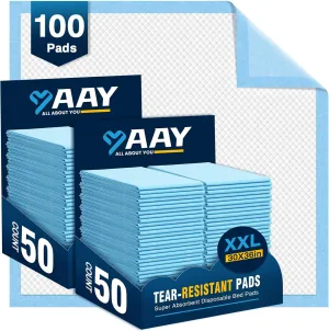 Disposable Bed Pads 30"X36" (100pcs) Tear-Resistant Cloth Backing Underpads Super Absorbent Pee Pads Extra Large Premium Chucks for Adults Incontinence Pads Waterproof for Elderly, Kids or Puppy