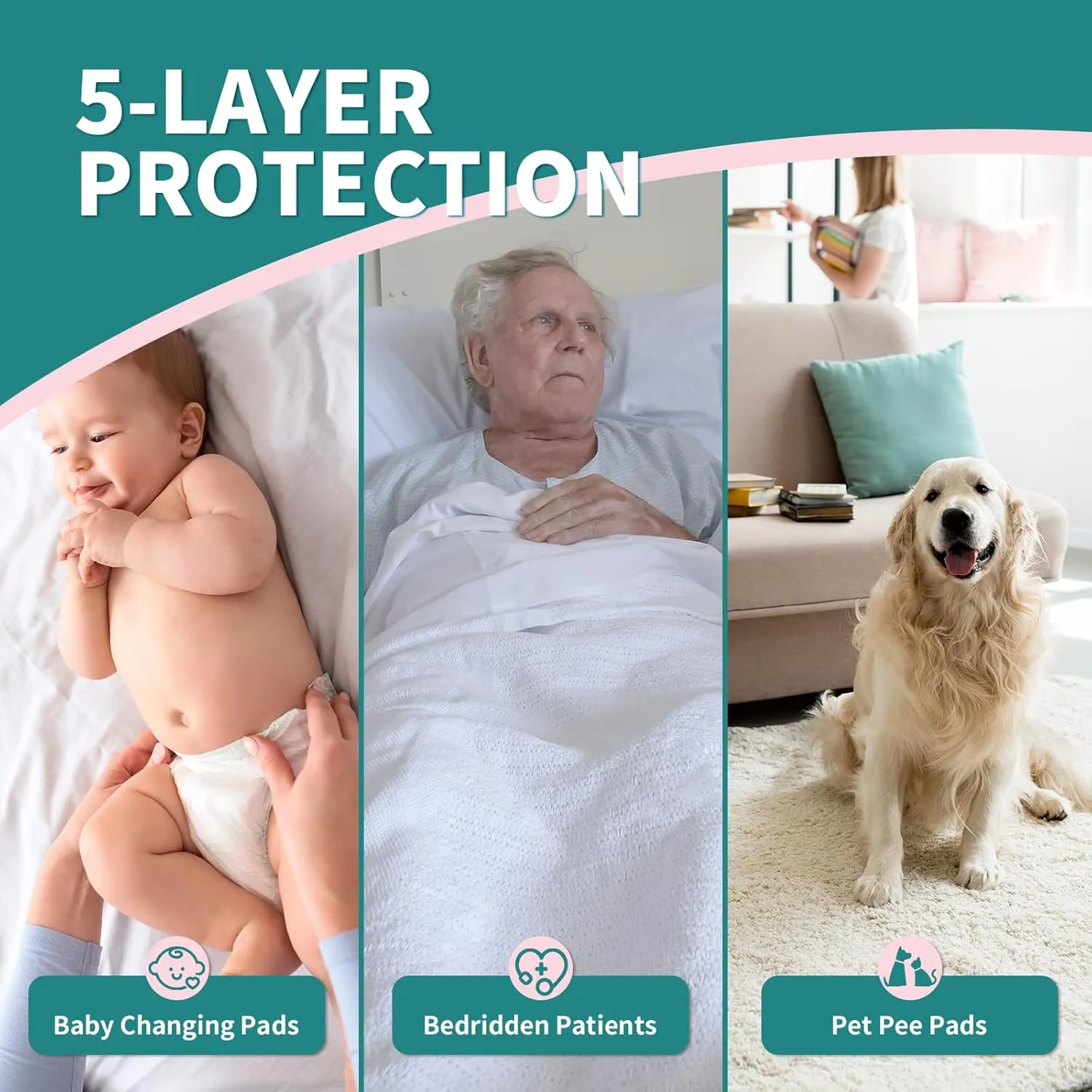 Disposable Bed Pads 40"X36" Extra Large Chucks Pads for Adults Super Absorbent Underpads Waterproof Pee Pads for Incontinence, Mattress or Pets [100x91CM, 40pcs]