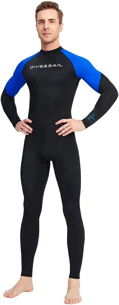 Dive Skins for Women Men Full Body Swimsuit Rash Guard Scuba Skin Thin Wetsuit, One Piece Long Sleeve Quick Dry Diving Skin UV Protection Surfing Spandex Wet Suit for Snorkeling Water Sport