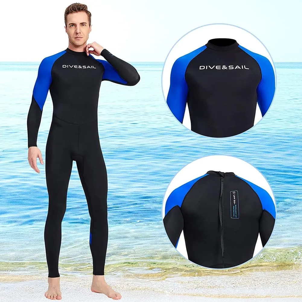 Dive Skins for Women Men Full Body Swimsuit Rash Guard Scuba Skin Thin Wetsuit, One Piece Long Sleeve Quick Dry Diving Skin UV Protection Surfing Spandex Wet Suit for Snorkeling Water Sport