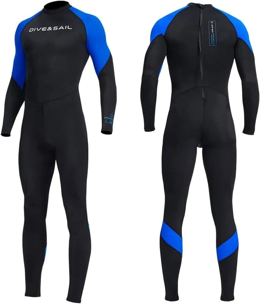 Dive Skins for Women Men Full Body Swimsuit Rash Guard Scuba Skin Thin Wetsuit, One Piece Long Sleeve Quick Dry Diving Skin UV Protection Surfing Spandex Wet Suit for Snorkeling Water Sport