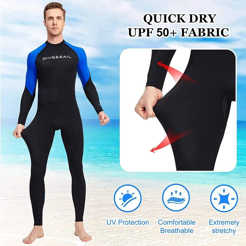Dive Skins for Women Men Full Body Swimsuit Rash Guard Scuba Skin Thin Wetsuit, One Piece Long Sleeve Quick Dry Diving Skin UV Protection Surfing Spandex Wet Suit for Snorkeling Water Sport