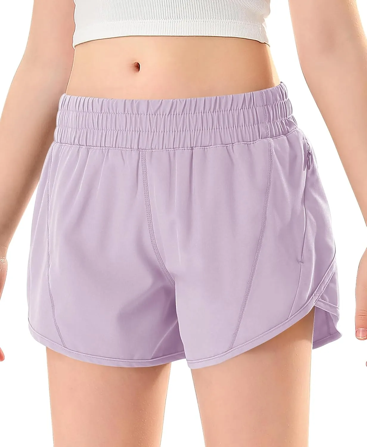 DOCUMO Girls Athletic Shorts with Zipper Pocket, Liner Quick Dry Running Shorts for Kids Teen Girls Active Sports Shorts