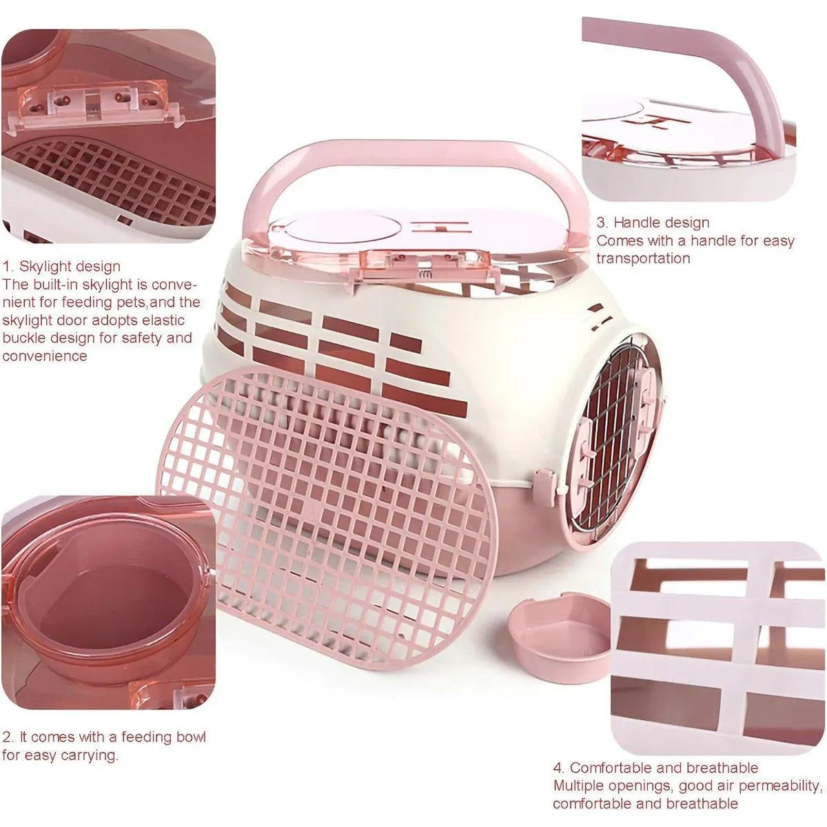 Dog and Cat Carrier Large Space Removable Sunroof Air Carrier for Pet Travel