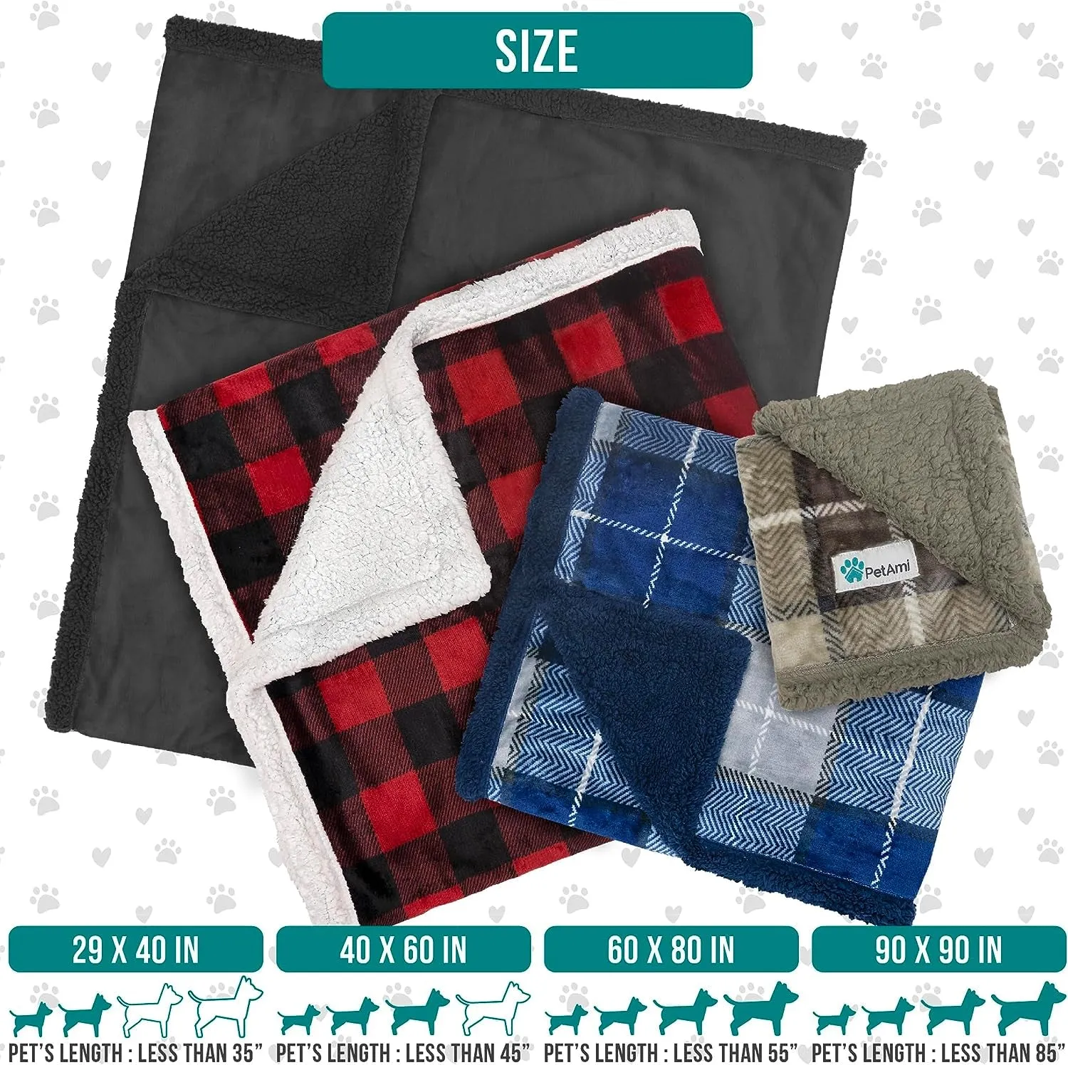 Dog Blanket for Bed, XL Pet Blanket Large Dogs, Fleece Furniture Couch Cover Protector Sofa Car Crate Kennel, Soft Sherpa Cat Throw Plush Reversible Washable, Twin 60X80 Plaid Navy Blue