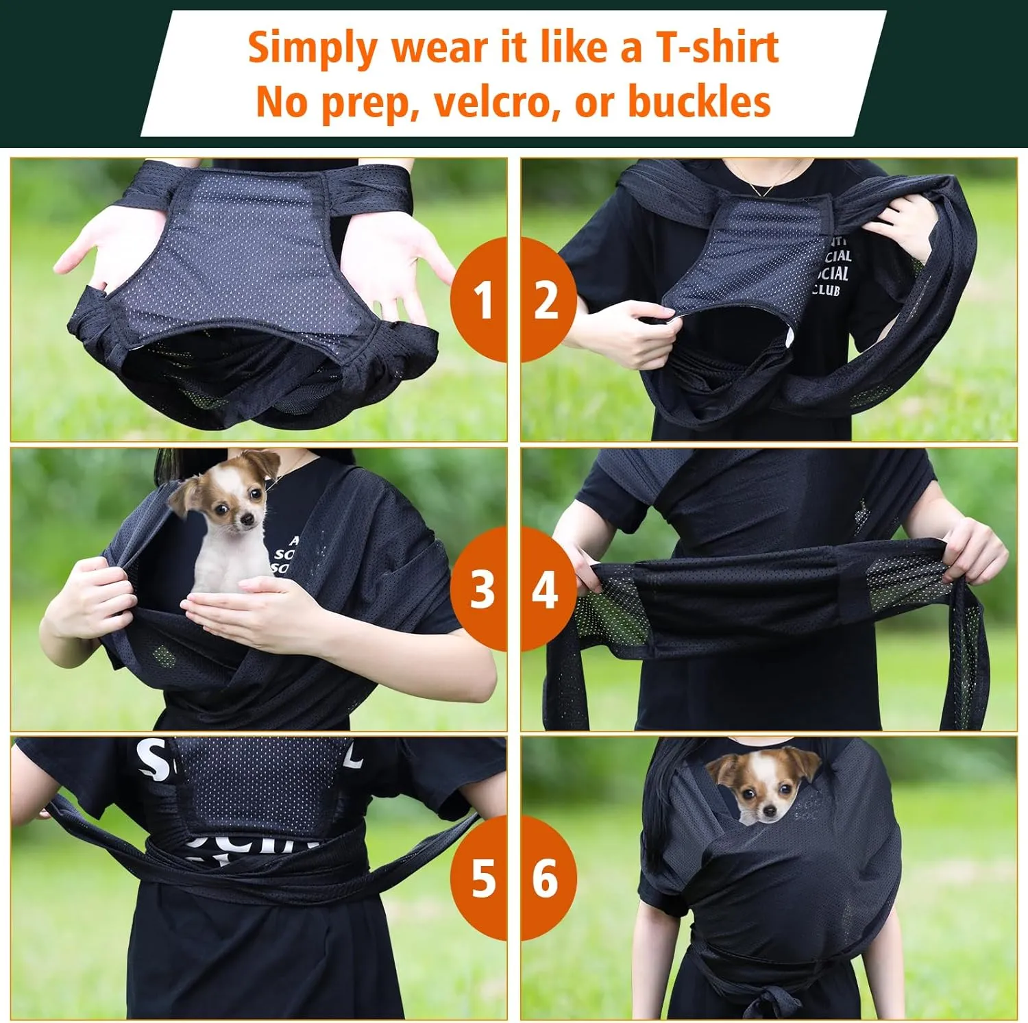 Dog Carriers for Small Dogs,Hands Free Cat Carrier,Front Facing Dog Backpack Carrier,Cat Sling,Double Shoulder Strap Design,Freeing Hands and Reducing Back Pain,with Dog Training Bag (Black，L)