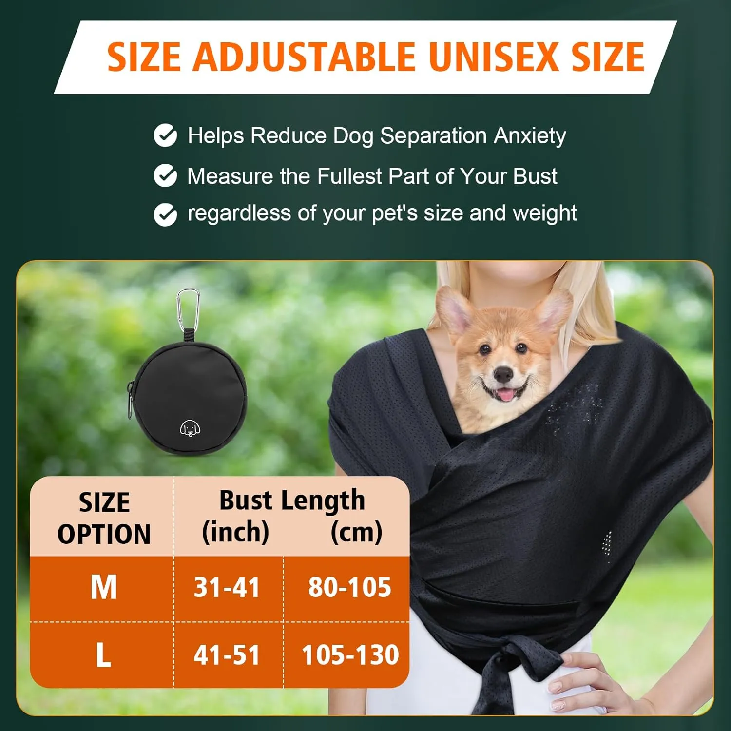 Dog Carriers for Small Dogs,Hands Free Cat Carrier,Front Facing Dog Backpack Carrier,Cat Sling,Double Shoulder Strap Design,Freeing Hands and Reducing Back Pain,with Dog Training Bag (Black，L)