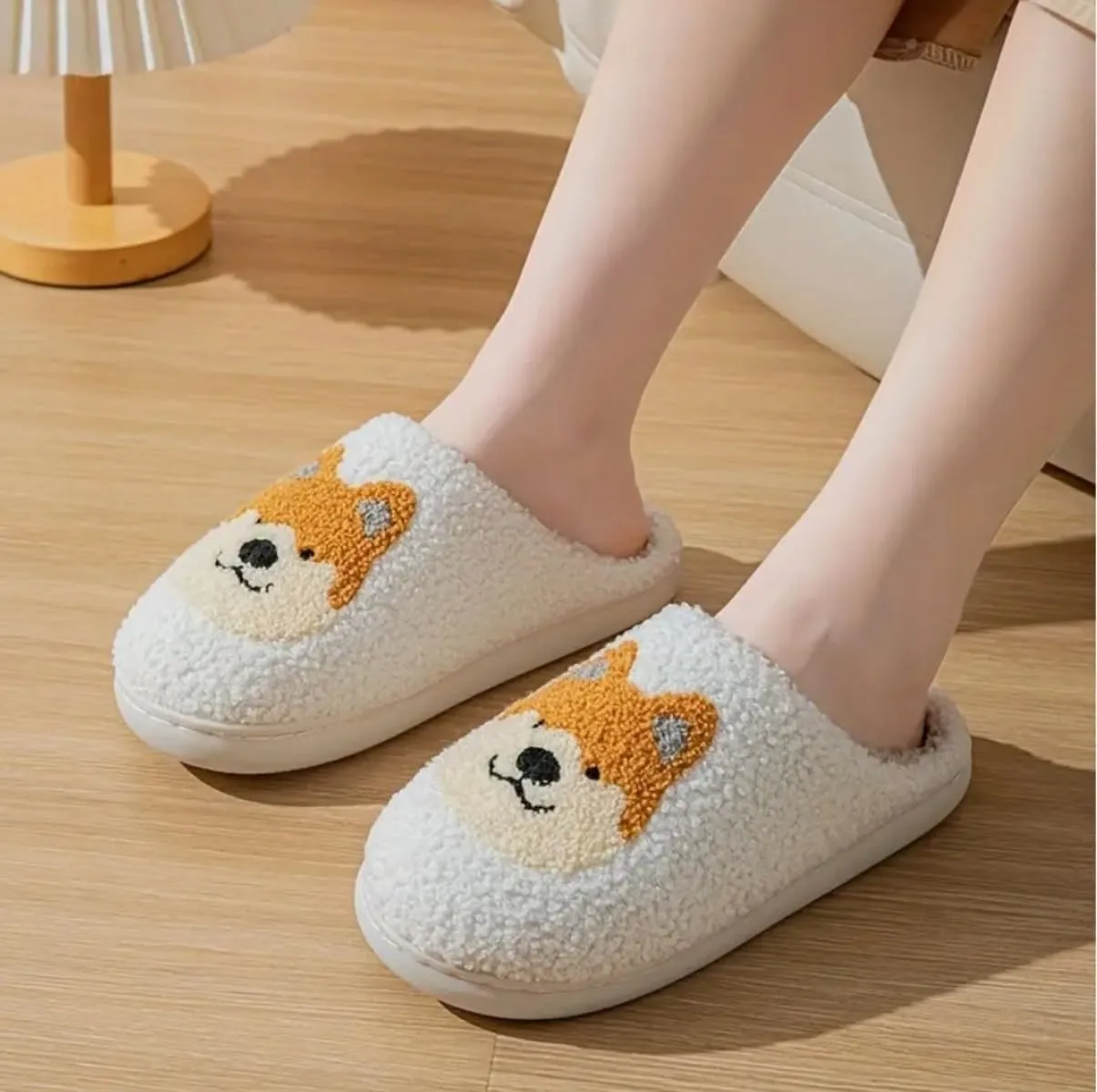 Dog Cat Slippers Plush Animal Pet Comfortable Winter Women Men Soft Non-slip
