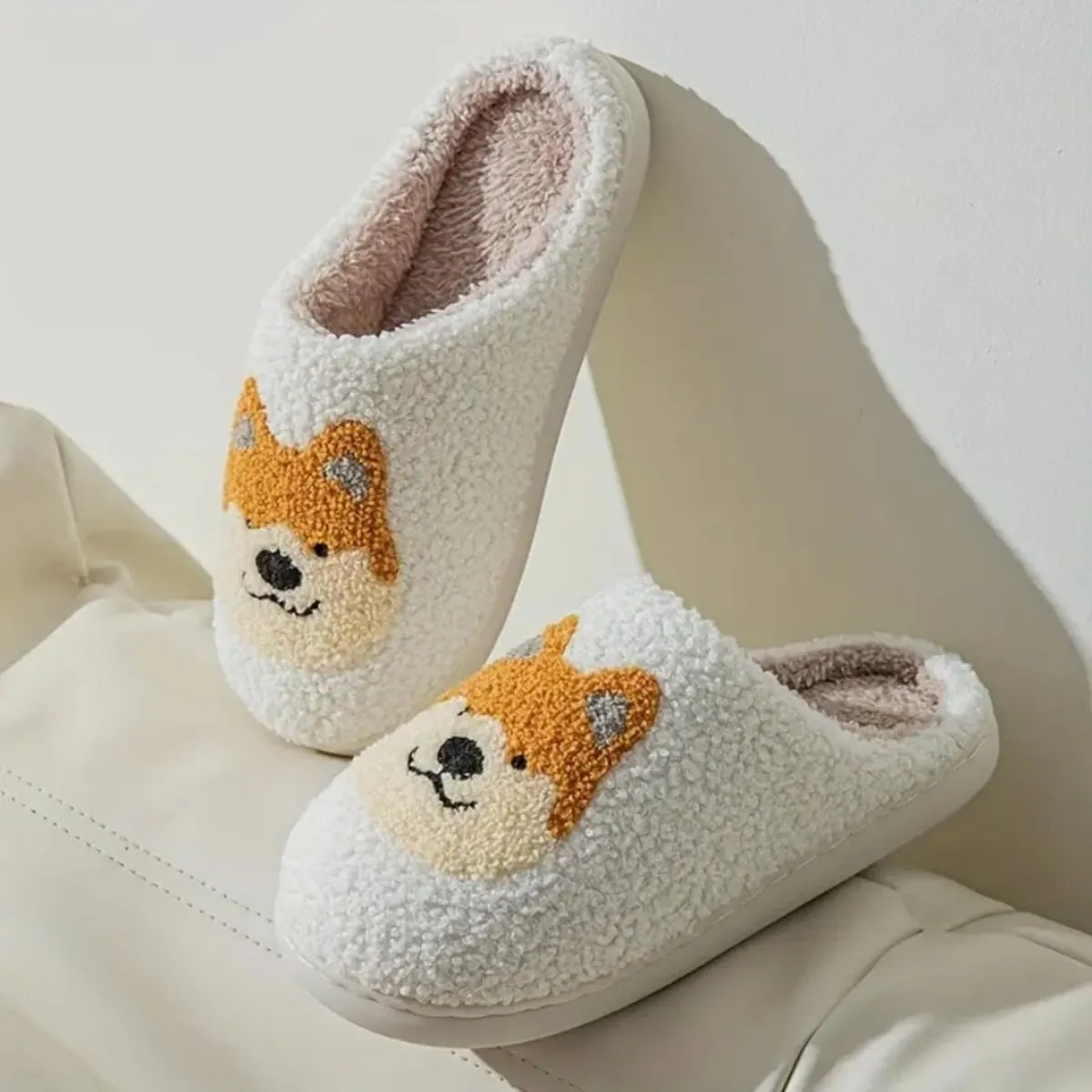Dog Cat Slippers Plush Animal Pet Comfortable Winter Women Men Soft Non-slip
