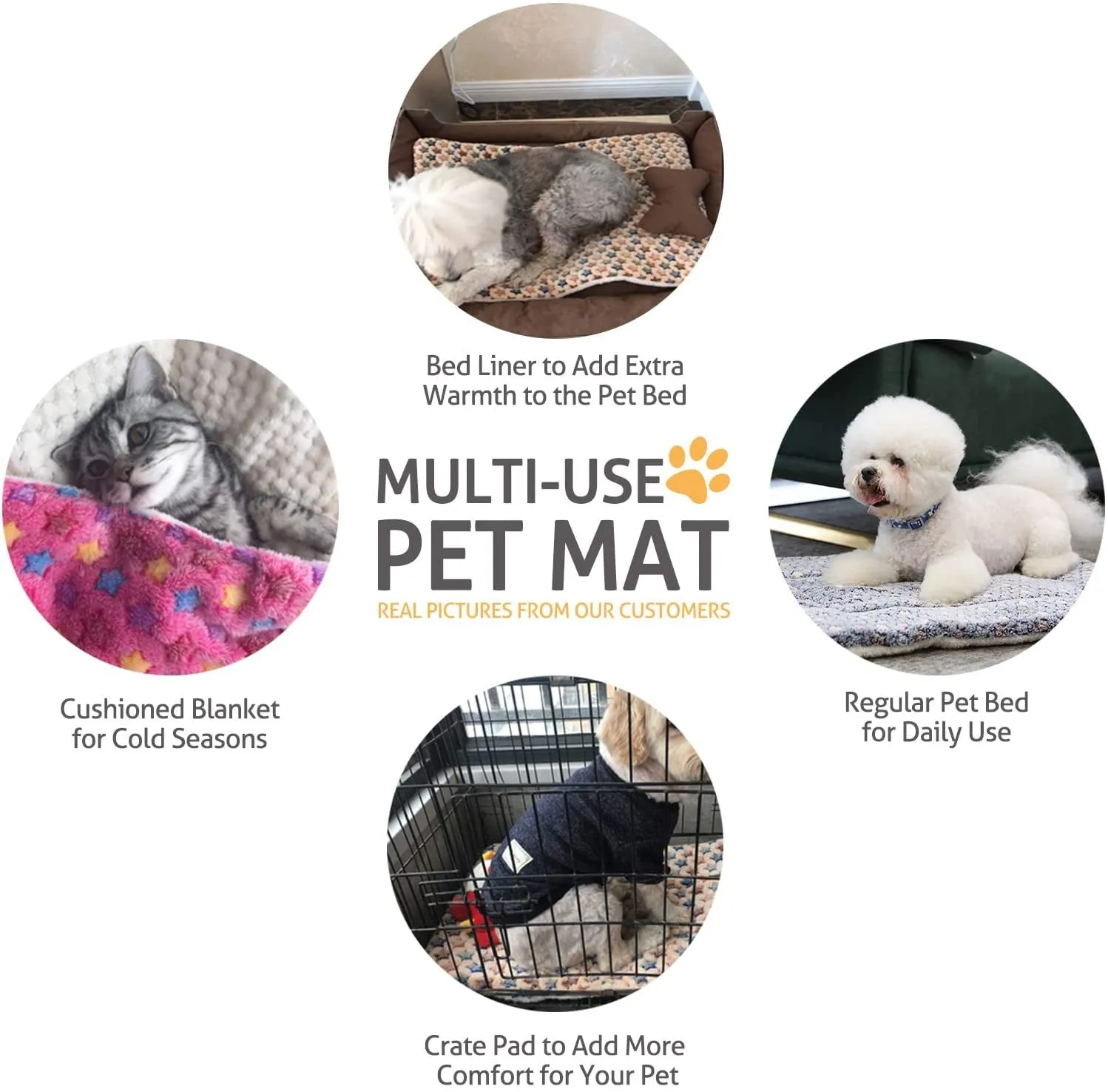 Dog Crate Pad - Ultra Soft Pet Bed with Cute Star Print, Washable Mat for Large Medium Small Dogs, Reversible Fleece Kennel Liner, Cat Bed 21 X 12 Inch Brown