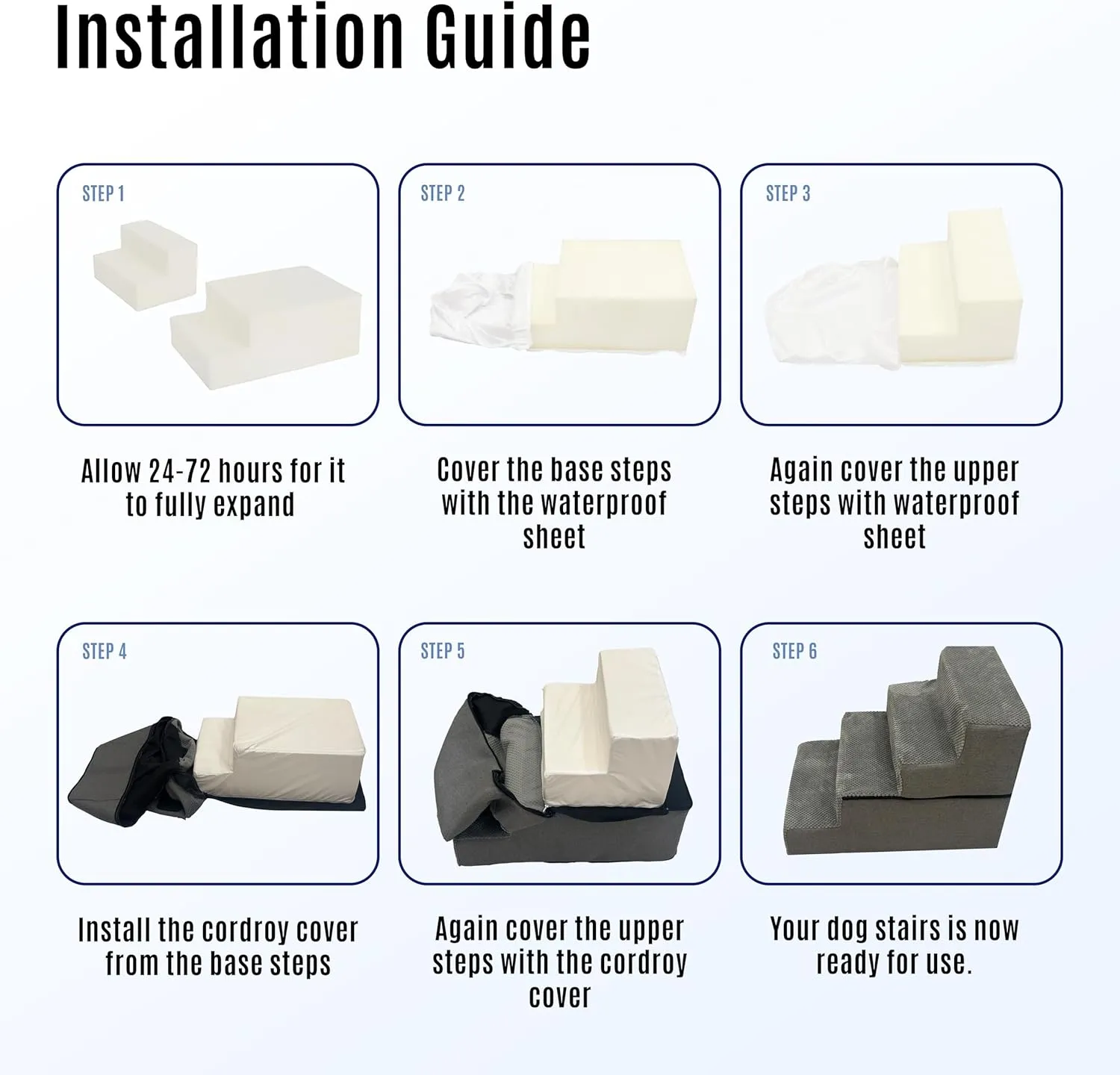 Dog Stairs for Small Dogs, 18" H, 4-Step Dog Steps for Bed and Couch – Pet Ramp for Bed, Non-Slip Pet Stairs for Small and Medium Dogs, Pet Steps with Soft Washable Cover, Old Cat Stairs for Bed, Gray