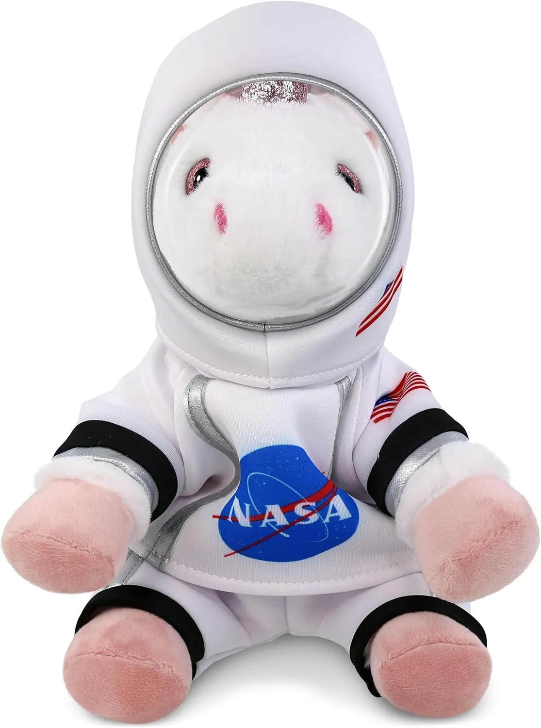 DolliBu White Unicorn Astronaut Plush Toy - Fantasy Astronaut Stuffed Animal with Space Helmet and NASA Astronaut Suit, Spaceman Doll Decor for Girls and Boys with Personalization - 9 Inch