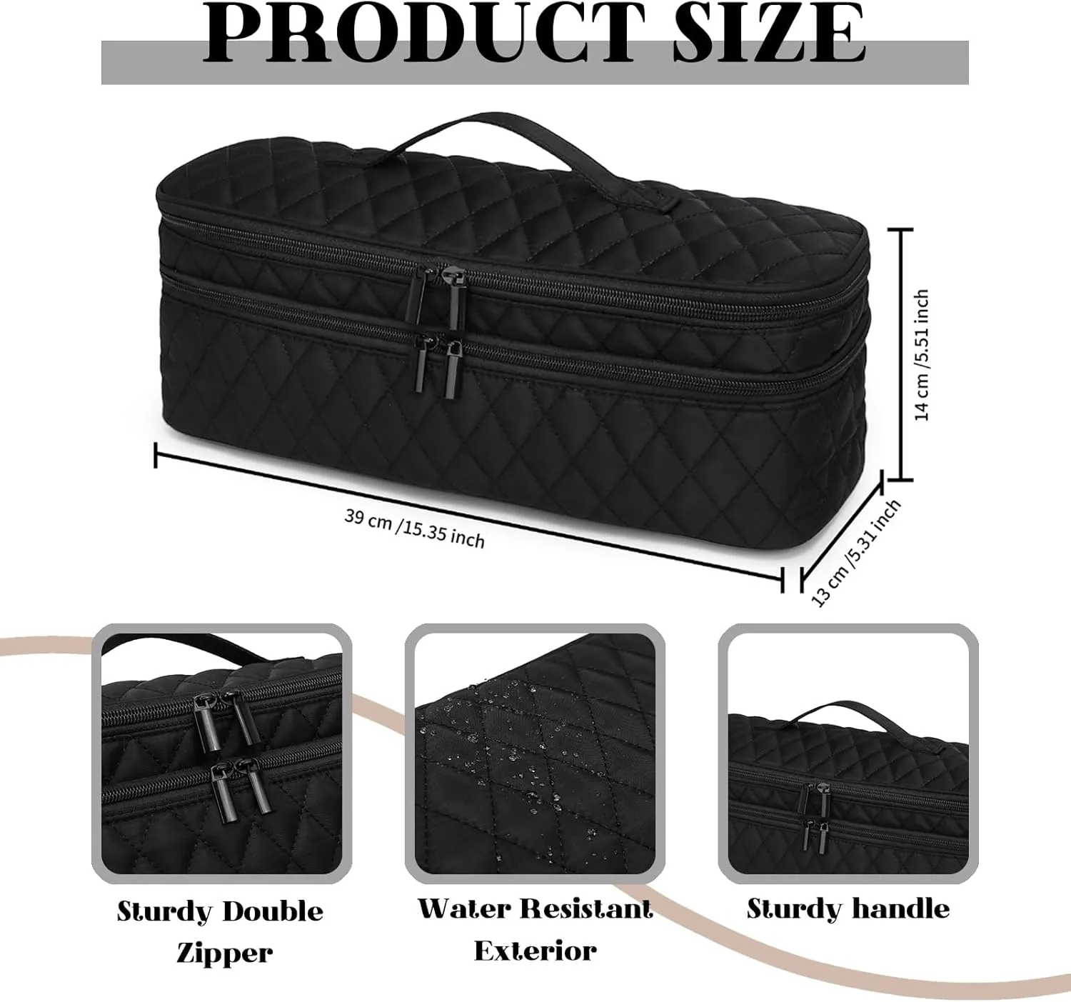 Double-Layer Travel Carrying Case Compatible with Revlon One-Step Hair Dryer Brush/Volumizer/Styler/Shark FlexStyle Attachment Portable Storage Organizer Bag Hair Tools Travel Bag