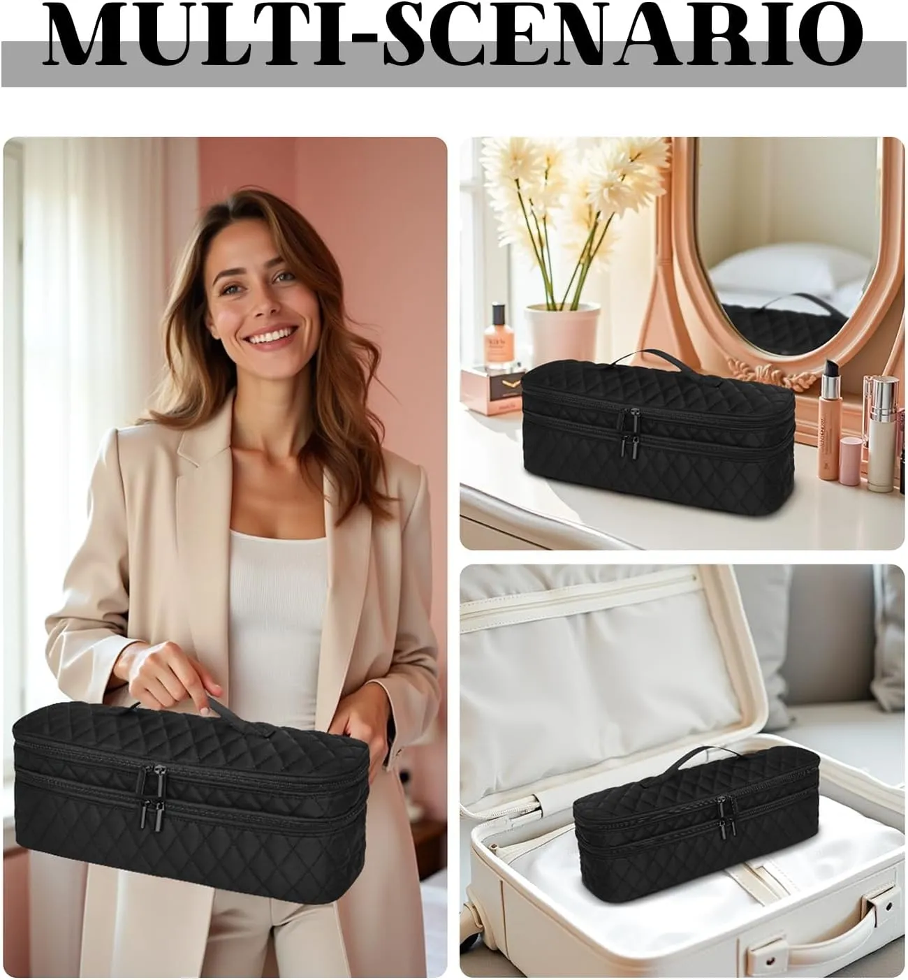 Double-Layer Travel Carrying Case Compatible with Revlon One-Step Hair Dryer Brush/Volumizer/Styler/Shark FlexStyle Attachment Portable Storage Organizer Bag Hair Tools Travel Bag