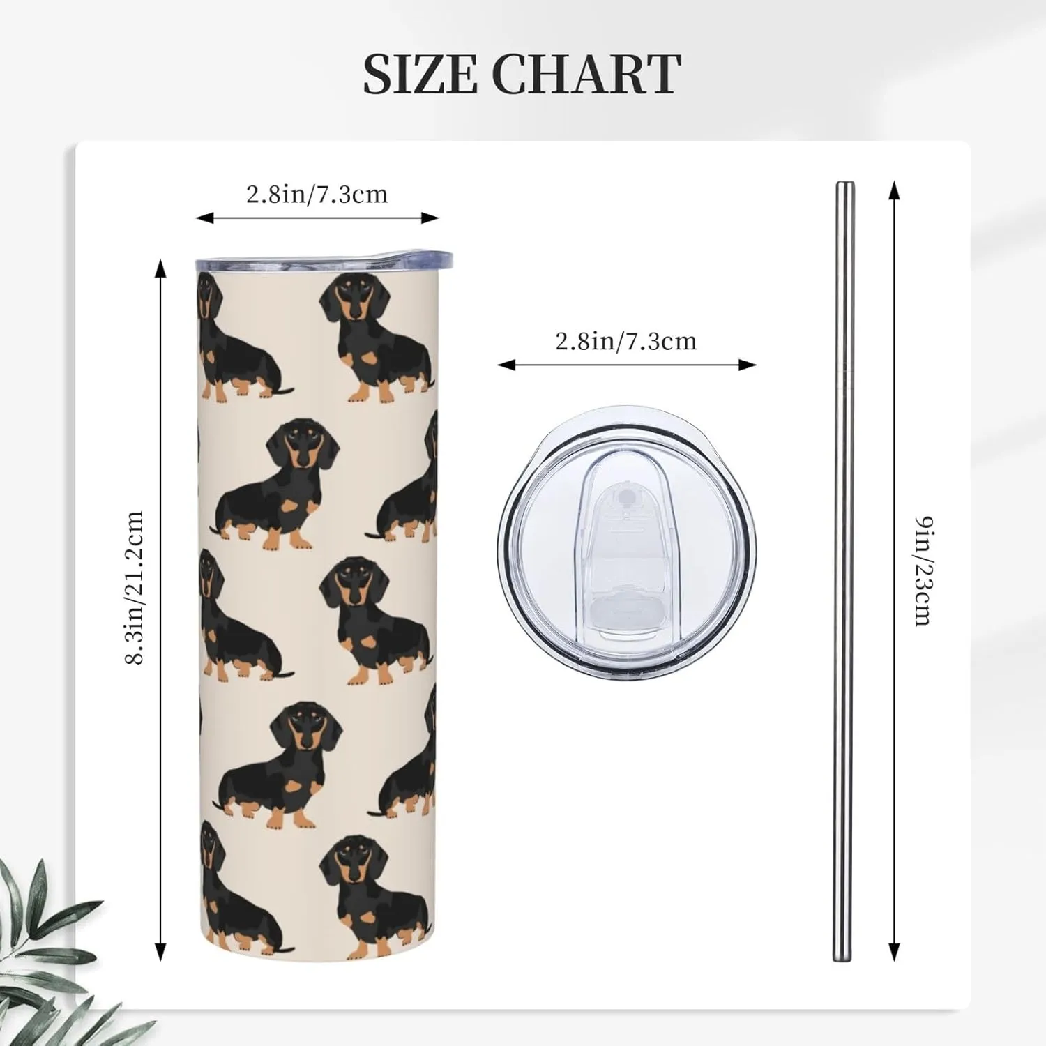 Doxie Dachshund Weiner Dog Pet Dogs 20 oz Tumbler Stainless Steel Vacuum Insulation Travel Mug Proof Lid Water Coffee Cup Included for Home Office School - Works Great for Ice Drink Hot Beverage