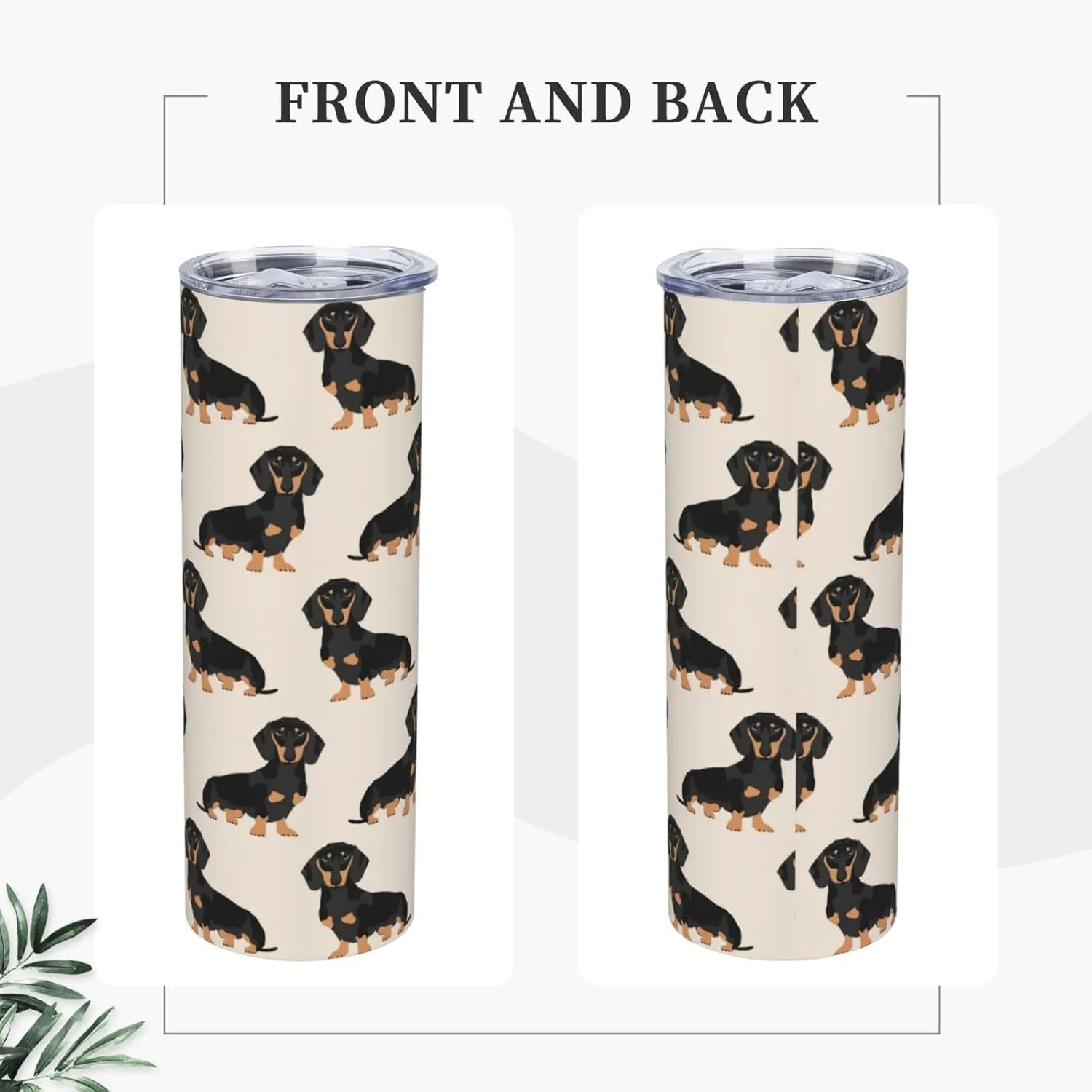 Doxie Dachshund Weiner Dog Pet Dogs 20 oz Tumbler Stainless Steel Vacuum Insulation Travel Mug Proof Lid Water Coffee Cup Included for Home Office School - Works Great for Ice Drink Hot Beverage