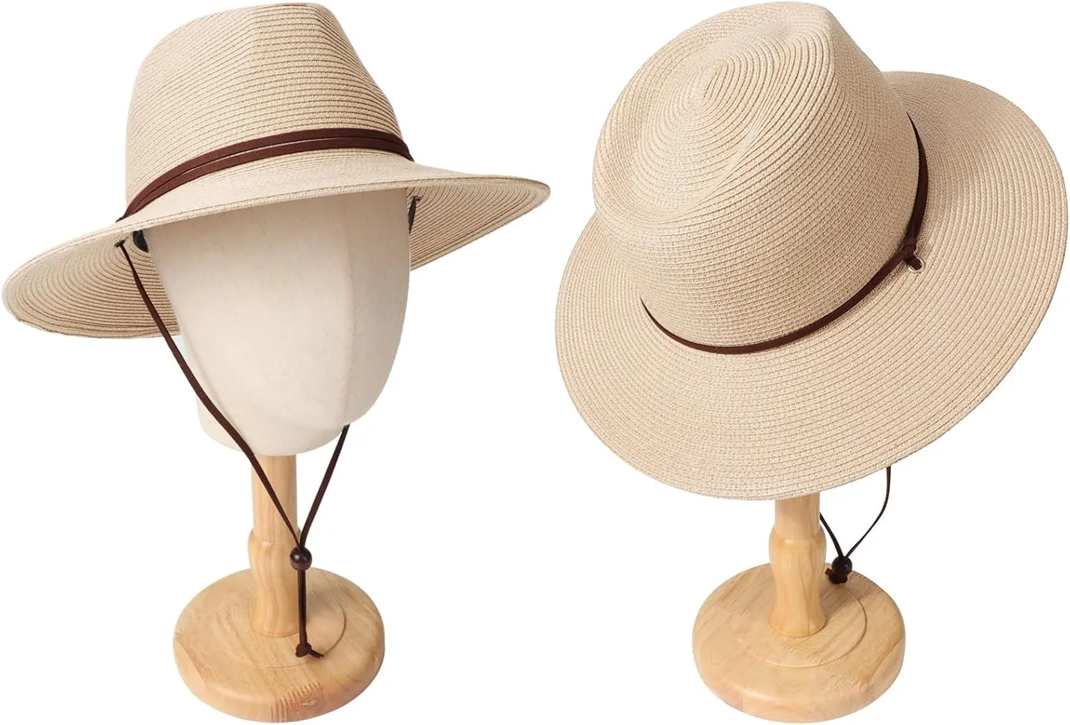 DRESHOW Women Straw Panama Hat Travel Fedora Beach Sun Hat Summer Wide Brim Straw Roll up Hat UPF 50 