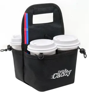 Drink Caddy Portable Drink Carrier and Reusable Coffee Cup Holder - 4 Cup Collapsible Tote Bag with Organizer Pockets Safely Secures Hot and Cold Beverages - Perfect for Food Delivery and Take Out