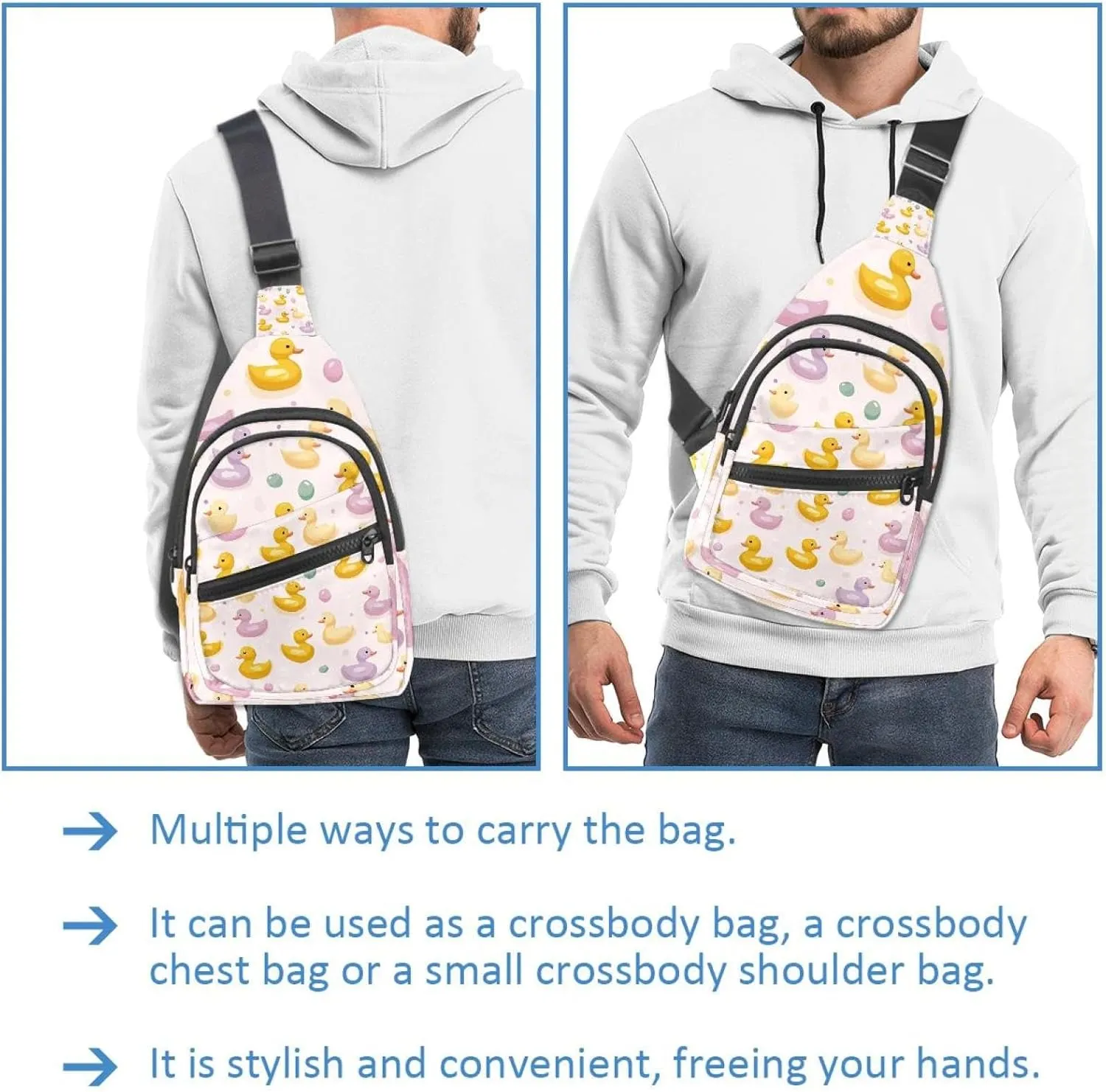 ducks in pastel colors (1) Sling Bag for Women Men Crossbody Shoulder Tote Blet Bags Backpack Fanny Pack Travel Purse