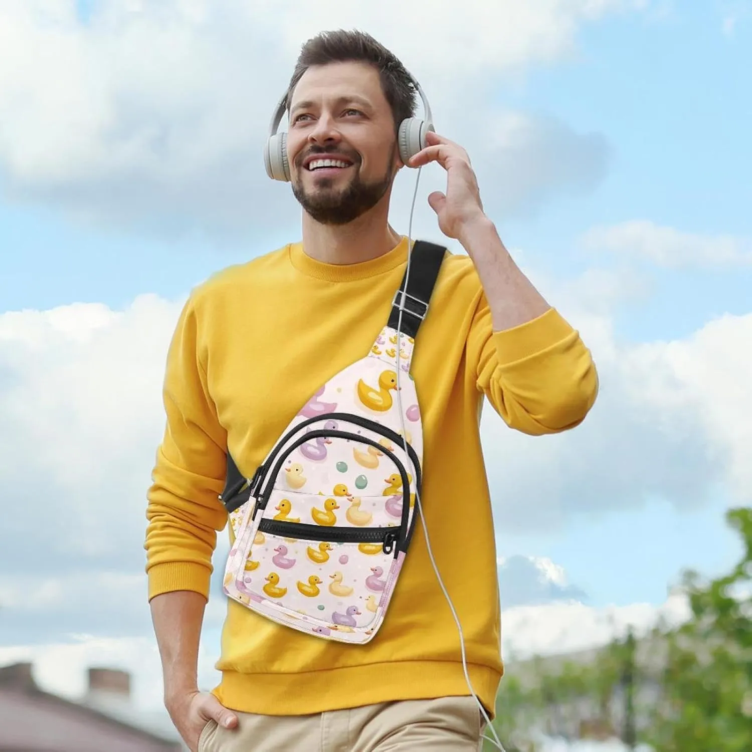 ducks in pastel colors (1) Sling Bag for Women Men Crossbody Shoulder Tote Blet Bags Backpack Fanny Pack Travel Purse