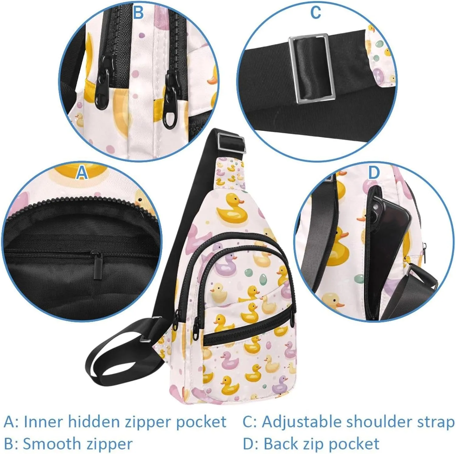ducks in pastel colors (1) Sling Bag for Women Men Crossbody Shoulder Tote Blet Bags Backpack Fanny Pack Travel Purse