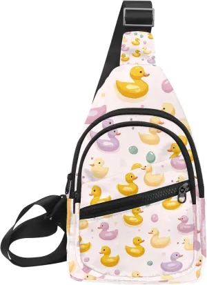ducks in pastel colors (1) Sling Bag for Women Men Crossbody Shoulder Tote Blet Bags Backpack Fanny Pack Travel Purse