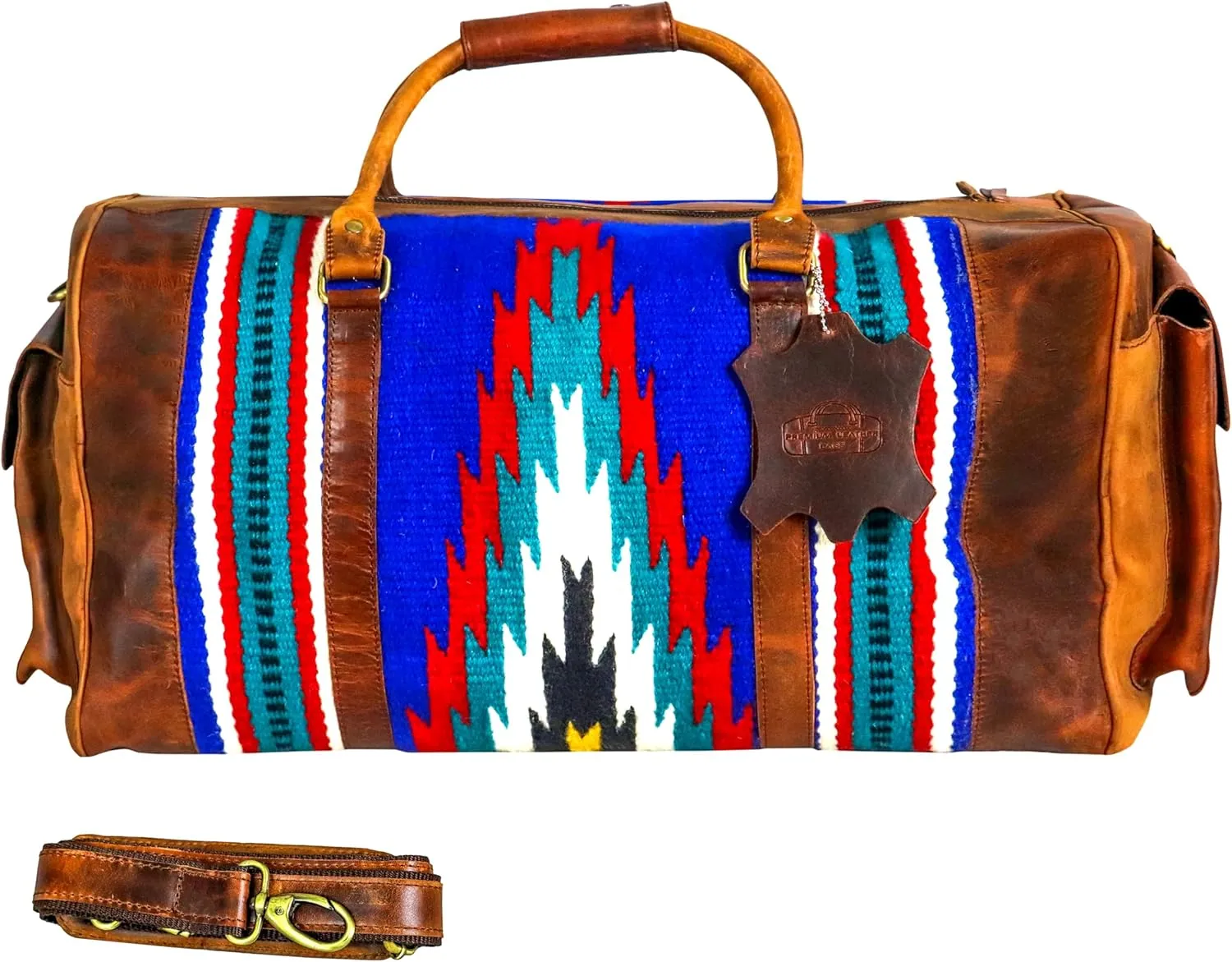 Duffle Bag Handmade Premium leather heavy duty Gym Sports Airplane Overnight Luggage Carry On Unisex Travel woven Rug Bag Wollen Bag Gift for His/Her MO5