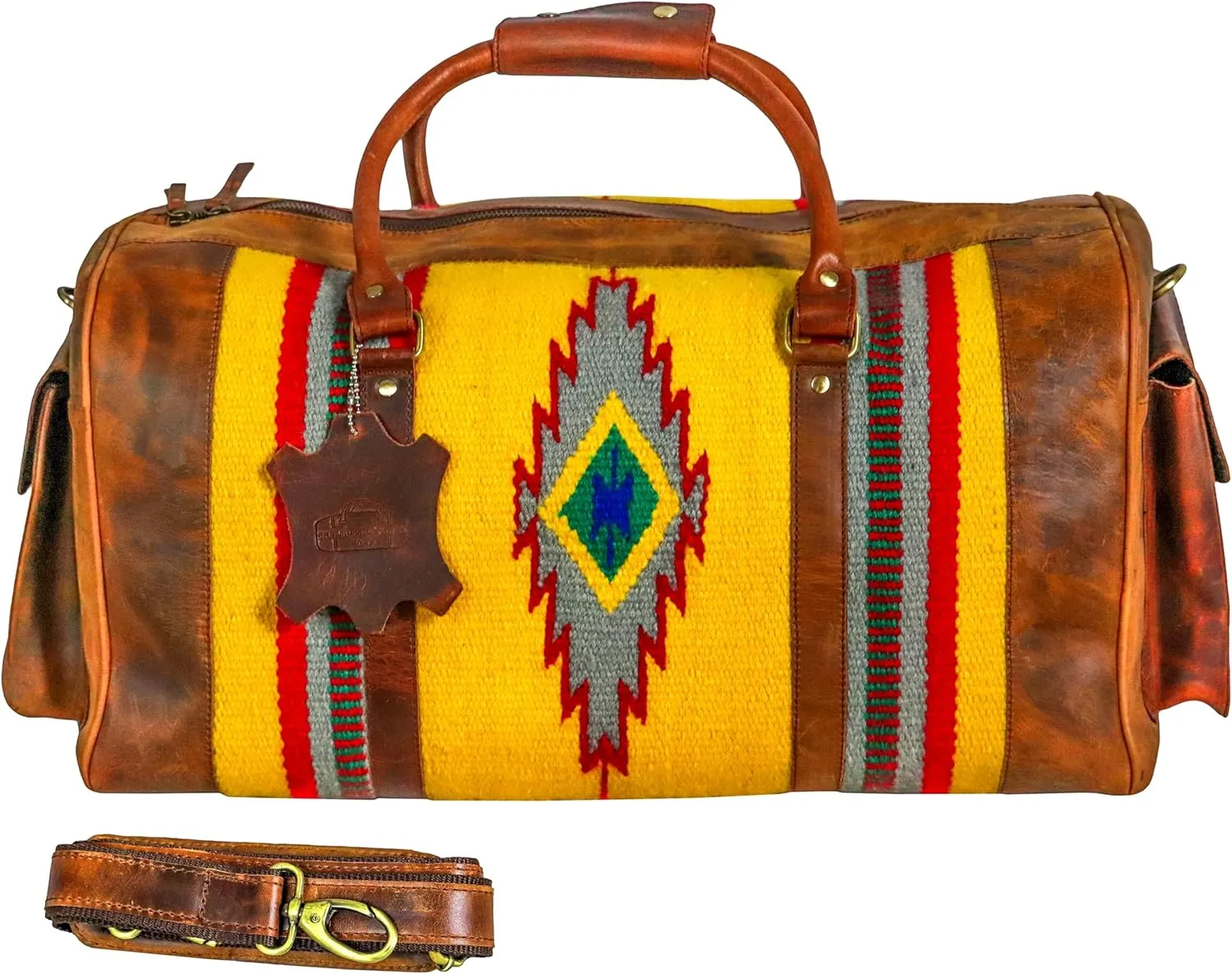 Duffle Bag Handmade Premium leather heavy duty Gym Sports Airplane Overnight Luggage Carry On Unisex Travel woven Rug Bag Wollen Bag Gift for His/Her MO8