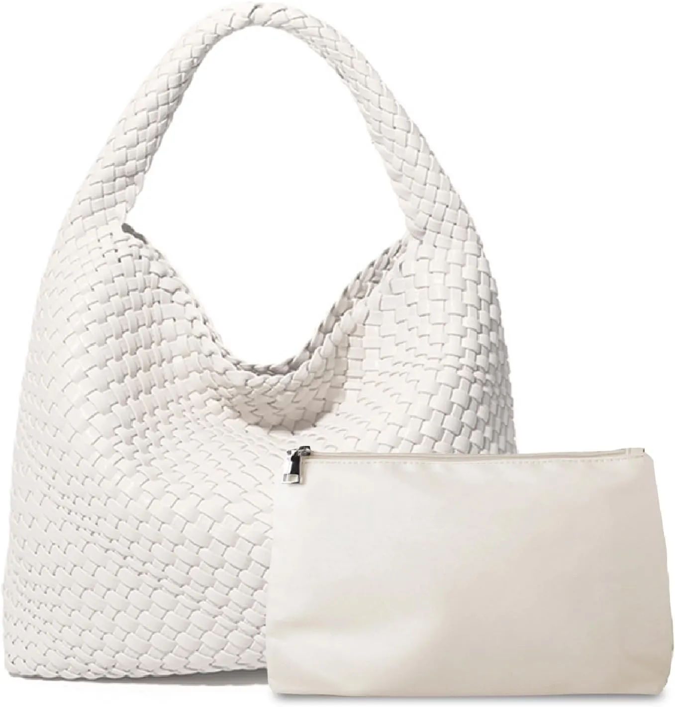 Dyalsa Woven Bag for Women, Vegan Leather Tote Bag Large Summer Beach Handbag Purse Retro Handmade Travel Shoulder Bag Set