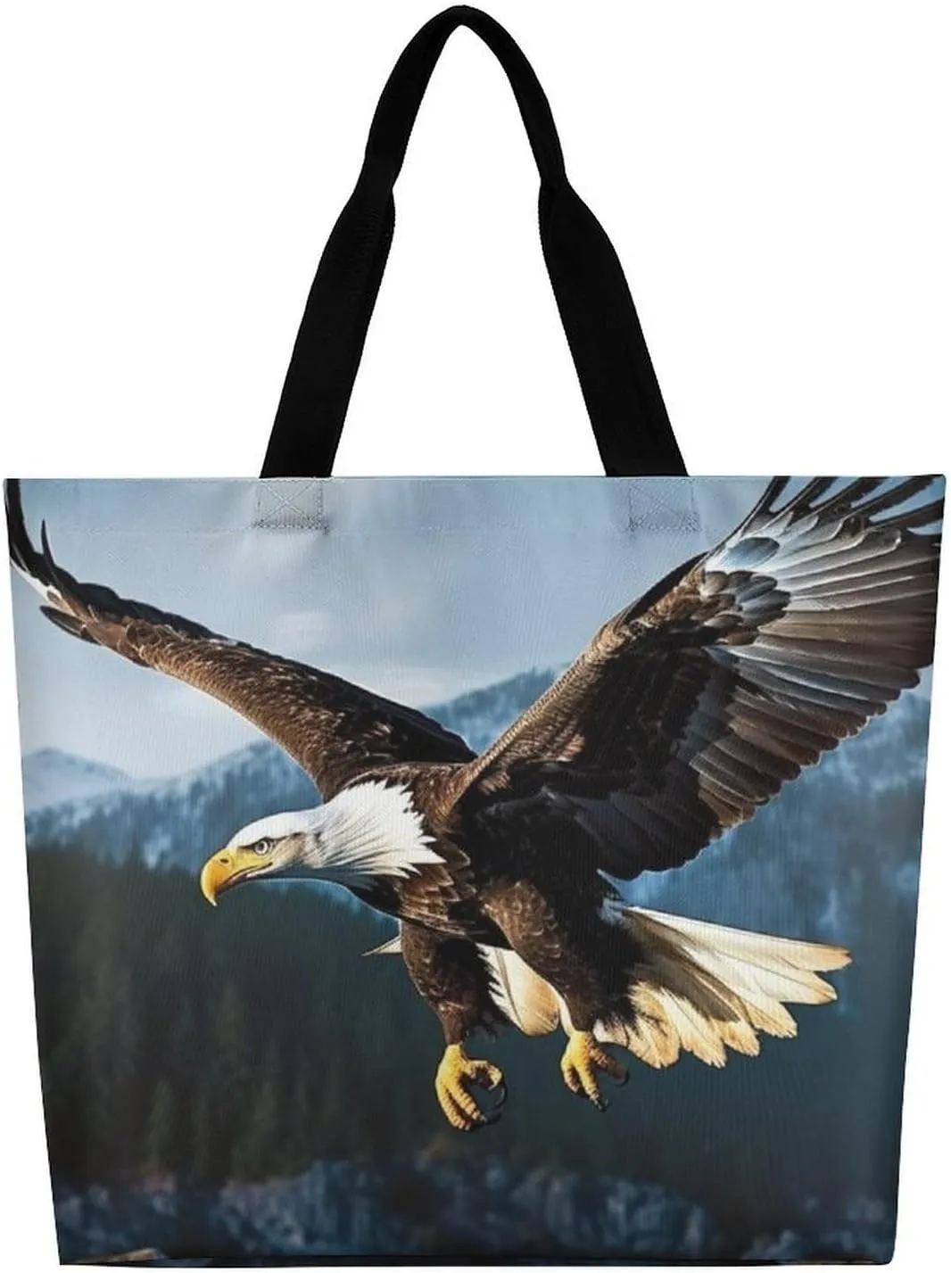 Eagle at Hunting Tote Bag Large Women Casual Shoulder Bag Reusable Grocery Bag Fasion Handbag for Office Shopping Travel