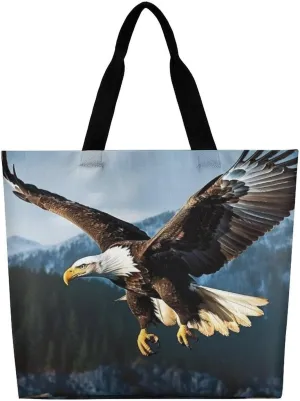 Eagle at Hunting Tote Bag Large Women Casual Shoulder Bag Reusable Grocery Bag Fasion Handbag for Office Shopping Travel