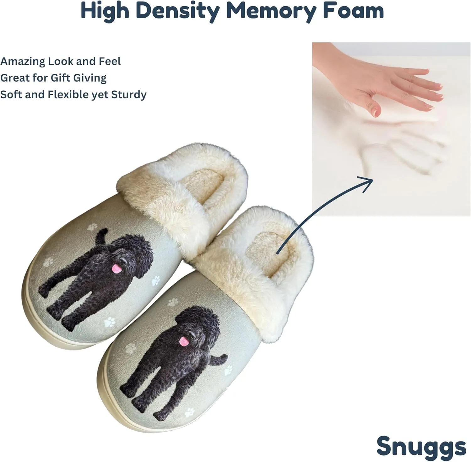 E&S Pets Snugg Slippers for Pet Lovers - Memory Foam House Slippers for Women - Plush Faux Fur Lining - Non-Slip Sole - 32 Dog and Cat Breeds