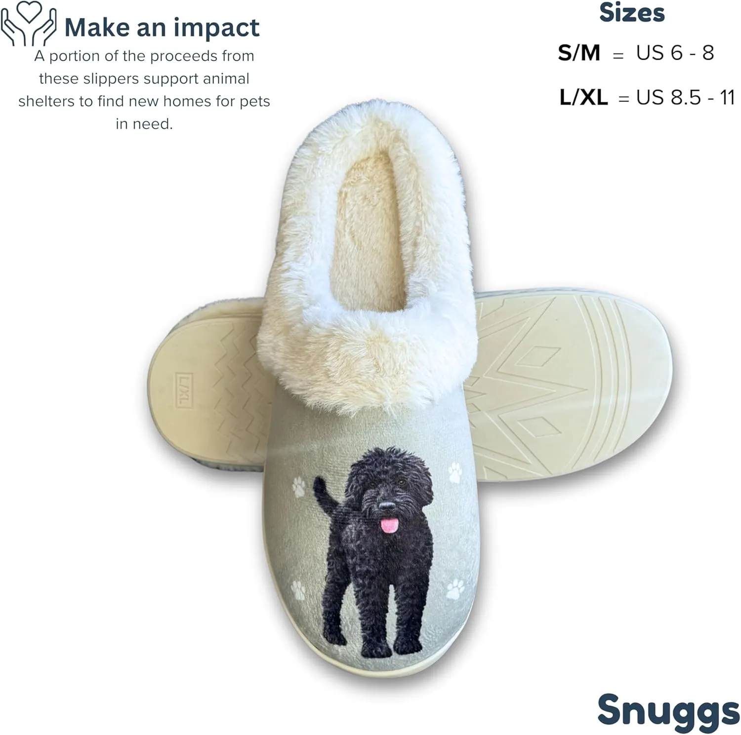 E&S Pets Snugg Slippers for Pet Lovers - Memory Foam House Slippers for Women - Plush Faux Fur Lining - Non-Slip Sole - 32 Dog and Cat Breeds