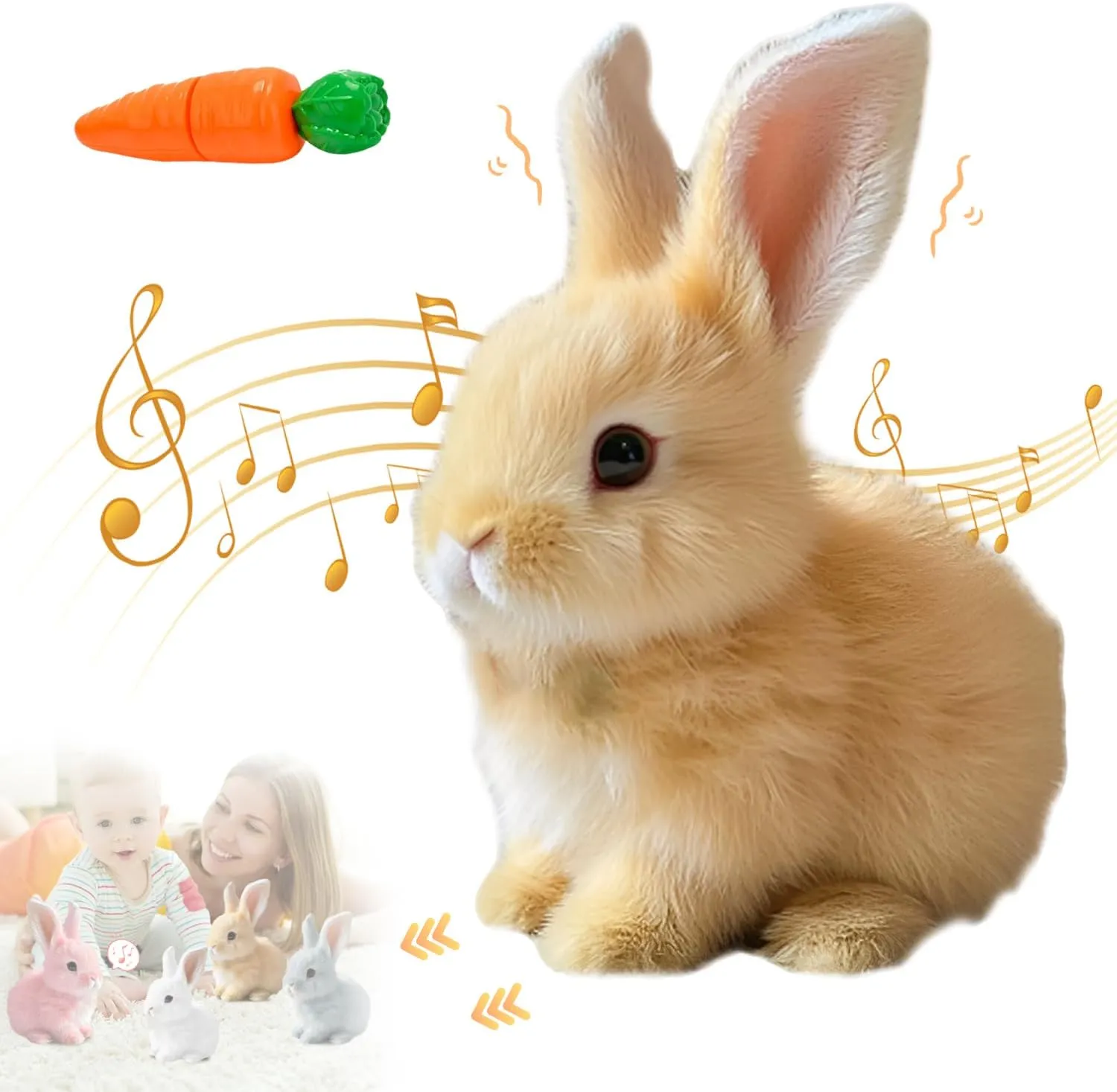 Easter My Realistic Bunny Toy, 2025 New Interactive Realistic Bunny - Jumping, Twitching, and Shaking Ears, Realistic Bunny Stuffed Animals Easter Plush Toy for Kids (Brown)