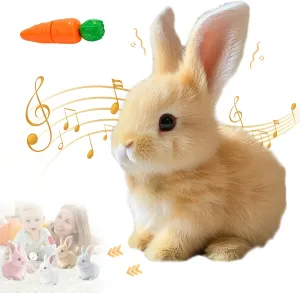 Easter My Realistic Bunny Toy, 2025 New Interactive Realistic Bunny - Jumping, Twitching, and Shaking Ears, Realistic Bunny Stuffed Animals Easter Plush Toy for Kids (Brown)